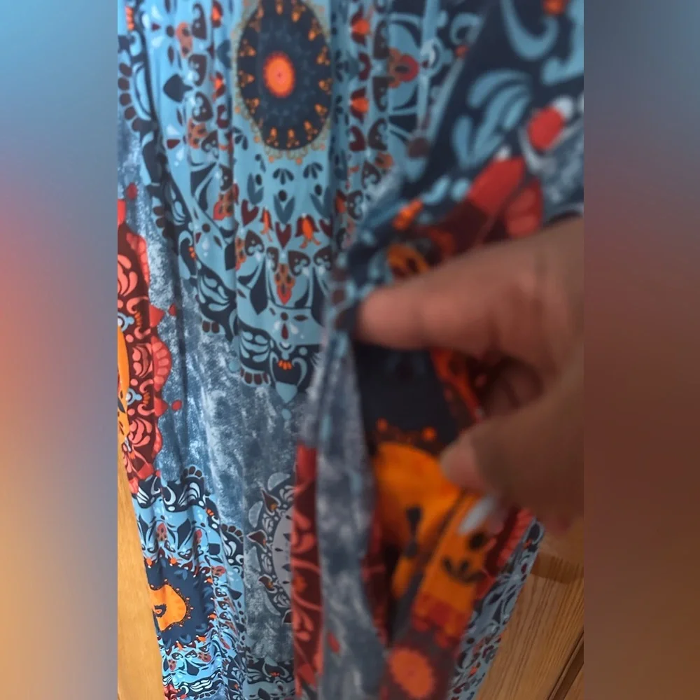 Grecerelle Summer Maxi Round Neck Short Sleeves Pockets Dress Sz 3XL - Picture 6 of 13